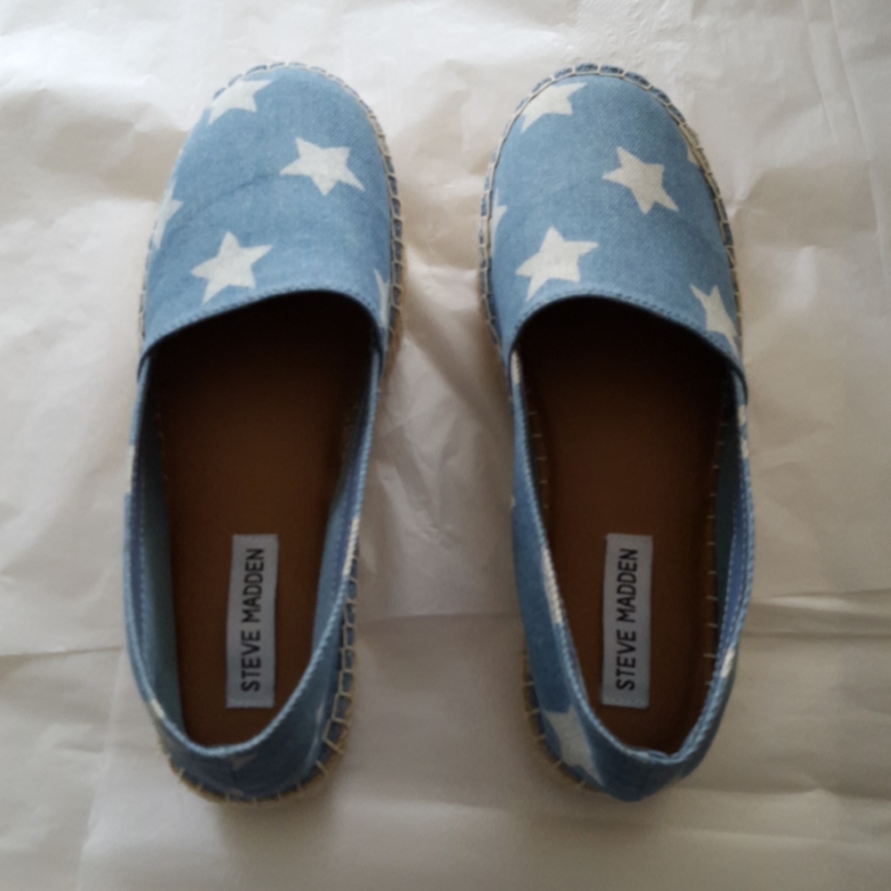 Steve Madden Blue and White Espadrilles with Star Pattern